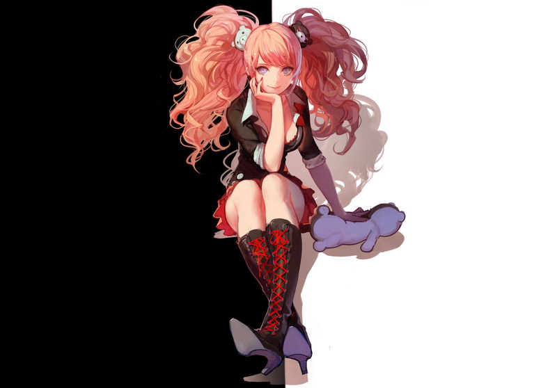 Anime, Blue Eyes, Blush, Twintails, Danganronpa, 2K, Junko Enoshima, Long Hair, Video Game, Pink Hair, Smile