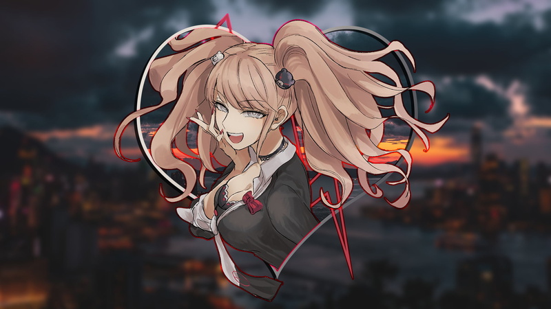 1080P, junko enoshima, anime girls, Danganronpa, picture-in-picture