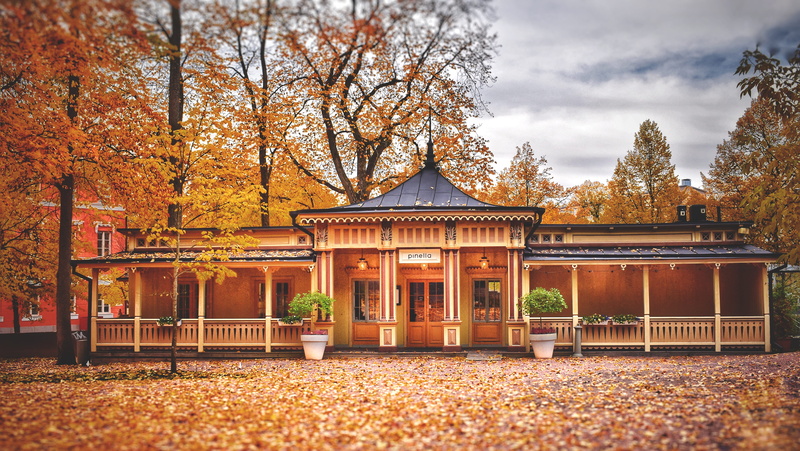 built structure, no people, nature, day, beauty in nature, leaf, 5K, outdoors, tree, cloud - sky, finland, change, plant, plant part, orange color, autumn