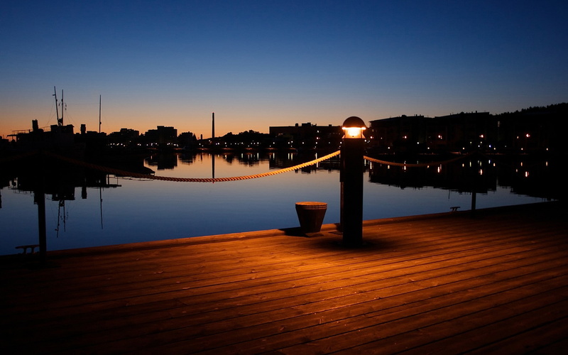 Finland, lights, 1080P, wood, harbor, pier, sunset, silhouette
