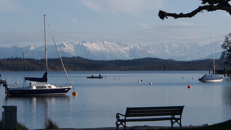 starnberger see, sailboat, sky, ship, sailing boat, pole, rest, boot, day, mountain range, outdoors, nautical vessel, bank, beauty in nature, idyllic, germany