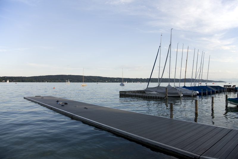mast, sky, ship, pier, outdoors, marina, moored, bank, starnberger see, water, covered sky, mountain, idyllic, summer, sailing boats, architecture, nature