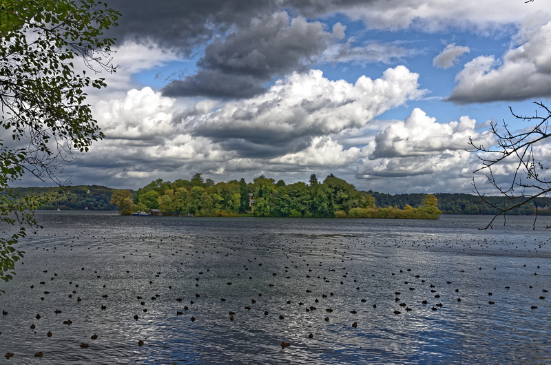 beauty in nature, tree, tranquil scene, tranquility, cloud - sky, summer, lake, day, starnberger see, plant, landscape, island, 4K, scenics - nature, land