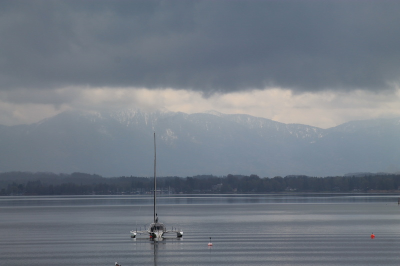 lake view, day, beauty in nature, landscape, starnberger see, non-urban scene, nautical vessel, germany, mountain range, waters, nature, tranquility, tranquil scene