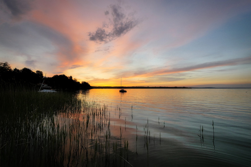 summer, starnberger see, spring clouds, romance, lichtspiel, tranquil scene, atmospheric, bavaria, idyllic, no people, scenics - nature, orange color, sky