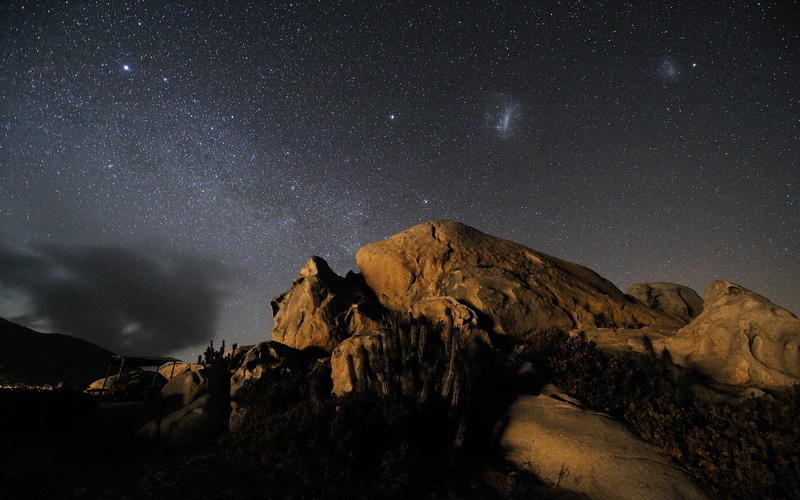 tranquility, eroded, Magellan, night, cacti, 1080P, nature, stars, rock formation, mountains, tranquil scene, milky way, formation, arid climate, the sky