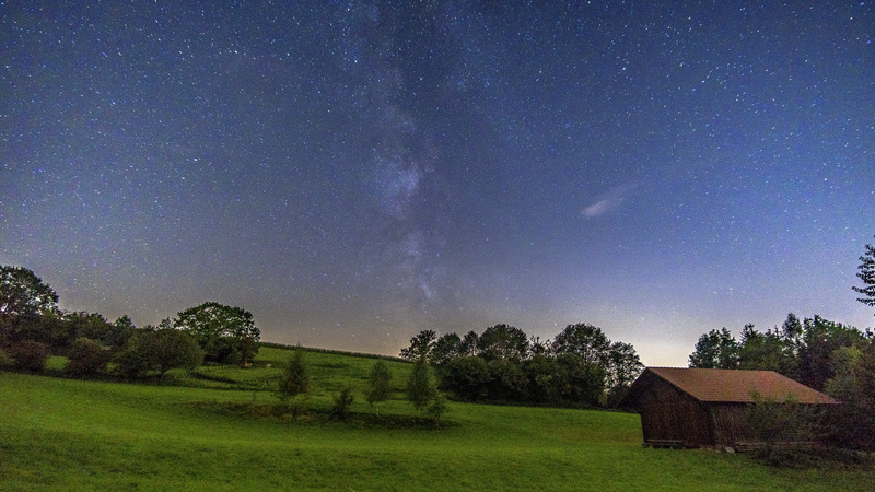 architecture, dark, star, beautiful, 5K, leaf, starry sky, trees, green, background image, house, tree, astronomy, constellation, night sky, scenics - nature