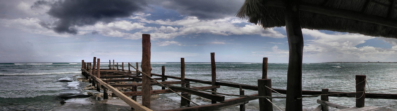 scenics - nature, no people, nature, sea, lagoon, multiple display, day, tranquility, built structure, wooden post, cloud - sky, brown, horizon, tranquil scene