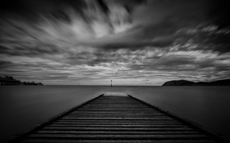 pier, jetty, fine art, sea, Llandudno, outdoors, lake, landscape, photo, coast, long exposure, 4K, sunset, wales, seaside, grayscale, nature, beach, wood - Material
