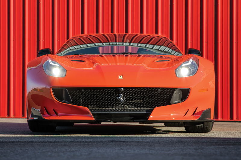 outdoors, car, 4K, street, stationary, transportation, 4K, metal, land vehicle, orange color, stage, motor vehicle, no people, red, front view, lighting equipment