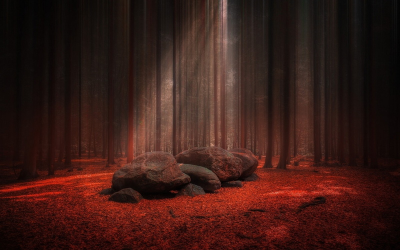 stage theater, curtain, land, performance, solid, stage, 1080P, forest, Fall, spooky, fear, indoors, landscape, leaves, dark, path, Tomb, mist, Stones