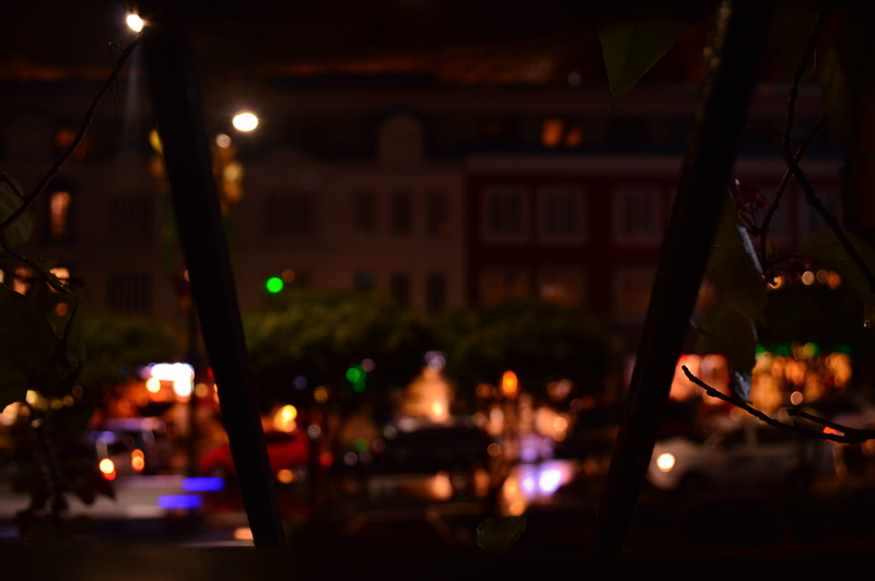 chill, lights, stage, illuminated, nightlife, cityscape, no people, mode of transportation, boke, architecture, outdoors, night, motor vehicle, fence, focus on foreground