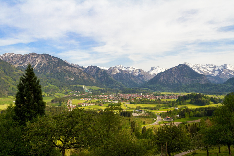 land, no people, oberstdorf, building, nature, pine tree, mountain, 4K, outdoors, tranquility, village, beauty in nature, tranquil scene, field, rural scene