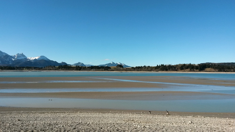 lake, outdoors, bavaria, füssen, alpine, no people, allgäu, water, leisure, blue, landscape, frozen water, bank, sky, rest, lagoon, nature, copy space