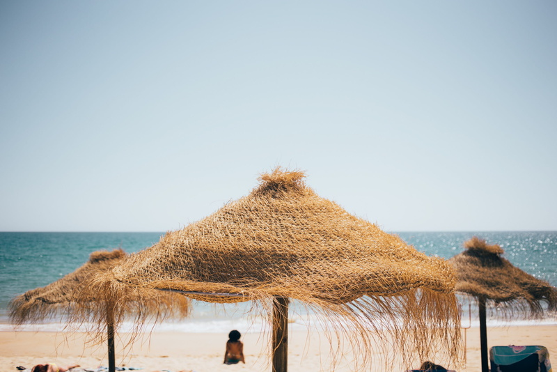 relaxing, journey, roof, horizon over water, 2K, dry, enjoyment, grass, clear sky, deck, locations, water, palm-tree, holiday, beach, warm, bamboo, nature