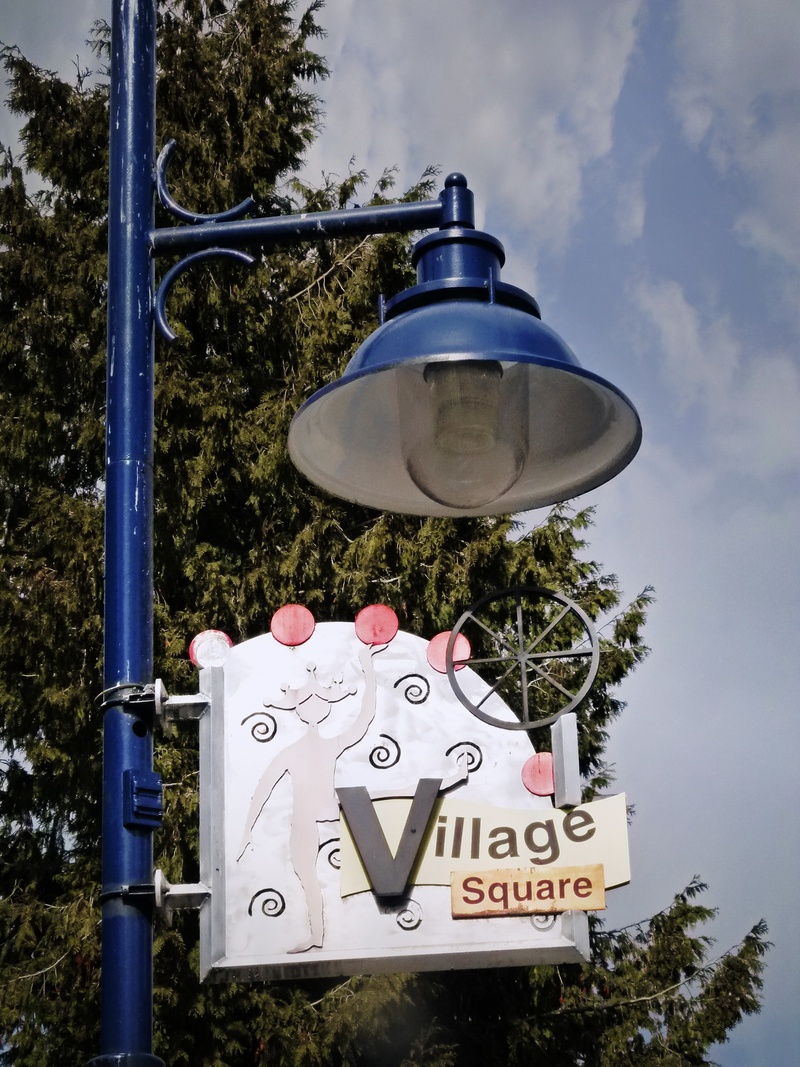 street lighting fixture, communication, 2K, information sign, information, canada, sign, blue, metal, western script, electric Lamp, cloud - sky, no people