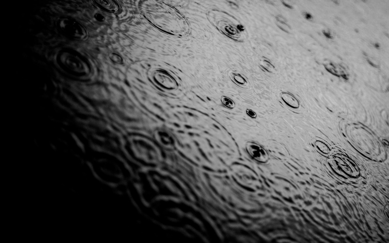 monochrome, rain, ripples, 2K, puddle