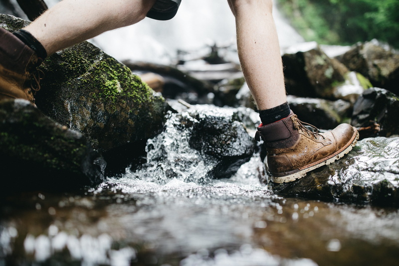 hike, splashing, stream, one Person, 5K, adult, forest, freshness, hiking, close-up, crossing, lifestyles, motion, leg, leisure Activity, wanderlust, human Foot