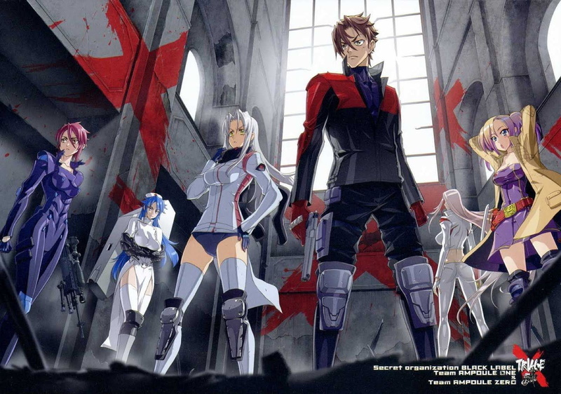 retail display, group of people, togetherness, day, men, land vehicle, Triage X, real people, people, anime, Hitsugi Sayo, Kiba Mikoto, indoors, human representation