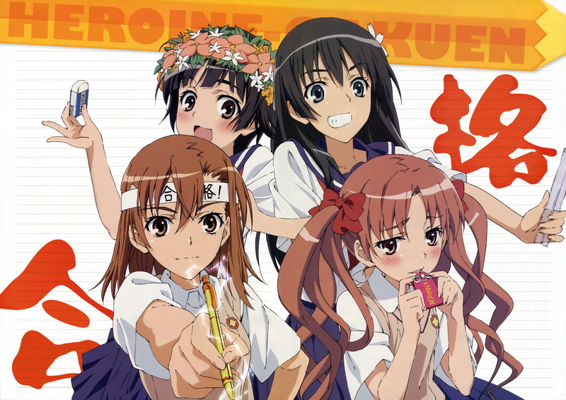 index, kuroko, school, shirai, ruiko, kagaku, mikoto, railgun, misaka, 5K, saten, brunettes, majutsu, toaru, uiharu, kazari, uniforms