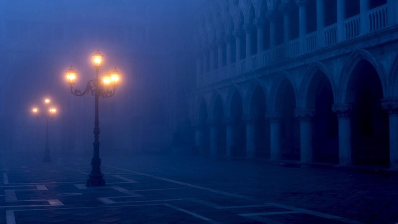 lighting, lighting equipment, communication, europe, light - natural phenomenon, night, darkness, snowing, mist, street, square, 1080P, nature, building
