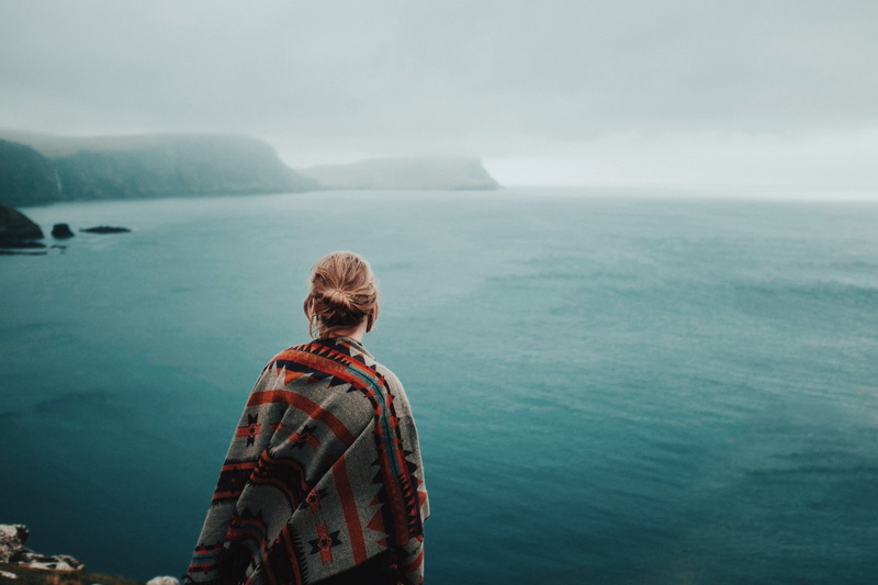 back, water, 1080P, women, ponchos, women outdoors