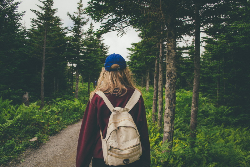 human, landscape, outdoors, clothing, plant, middle, cloak, one person, hike, walking, person, poncho, fashion, day, wearing, jacket, 4K, rear view, lifestyles