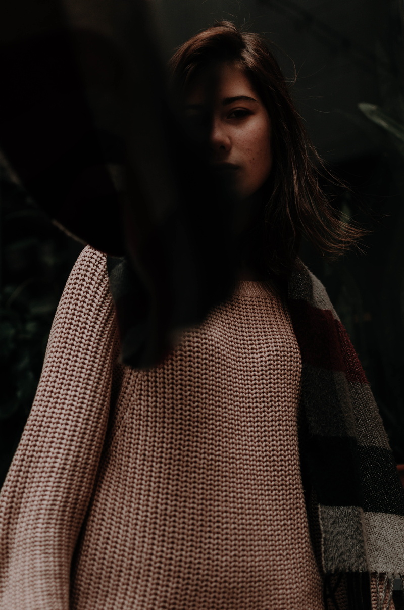 looking, person, young adult, contemplation, adult, beautiful woman, brown, woman, poncho, casual clothing, front view, long, hat, young women, apparel
