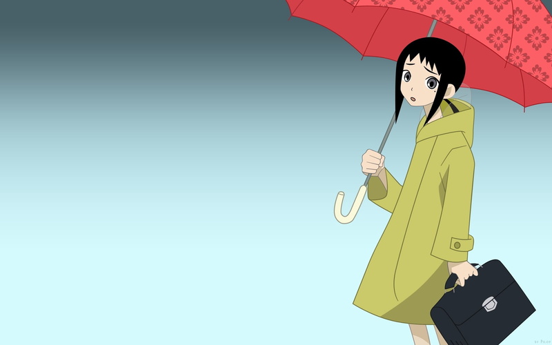 young Adult, black, day, business, anime, umbrella, vector, blue, illustration, lifestyles, adult, men, protection, sayonara zetsubou sen, beautiful woman