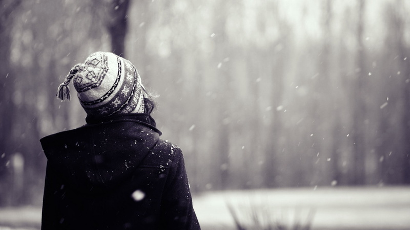 background, woodland, cold - Temperature, forest, girl. winter, hood - clothing, one Person, snowing, people, focus on foreground, rain, black, white, coat