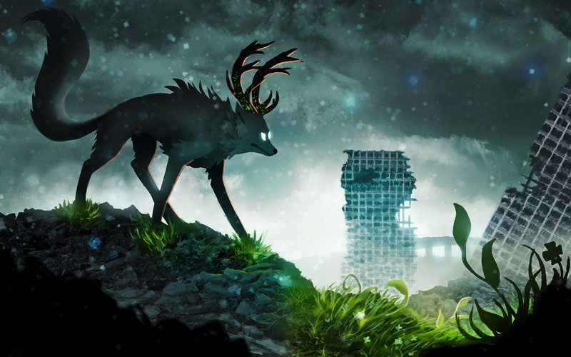 animal representation, grass, built structure, city, romantically apocalyptic, art, the sky, clouds, representation, animal wildlife, romance of the Apocalypse