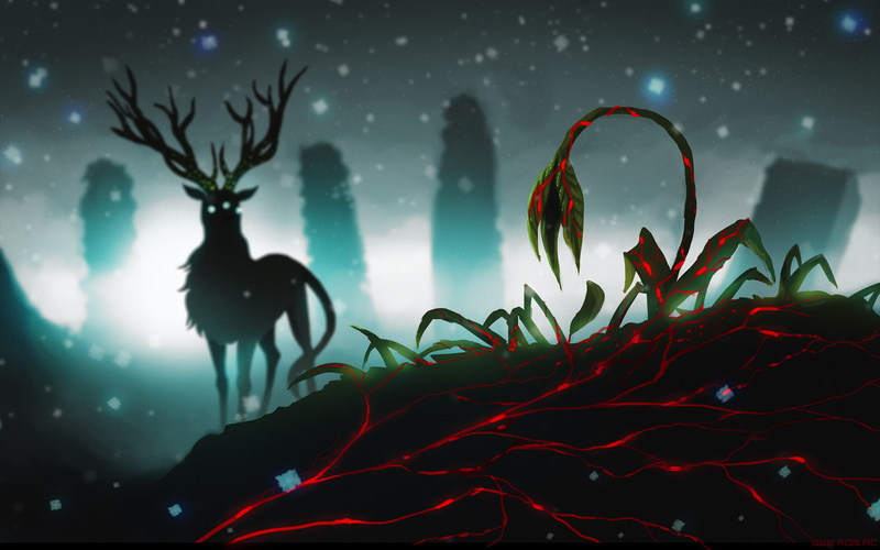 night, beauty in nature, close-up, ruins, growth, the darkness, the building, horns, sky, outdoors, flower, silhouette, green, deer, romantically apocalyptic