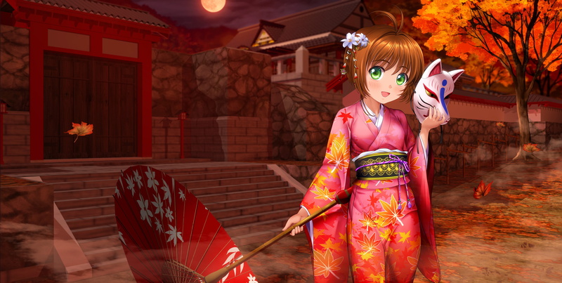 child, offspring, standing, girls, Card Captor Sakura, Moonknives, one person, lifestyles, architecture, childhood, smiling, adult, nature, red, costume