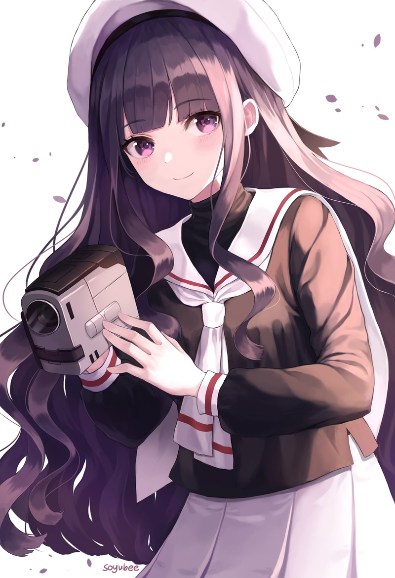 purple eyes, anime, Daidouji Tomoyo, long hair, camera, purple hair, 1080P, anime girls, Card Captor Sakura