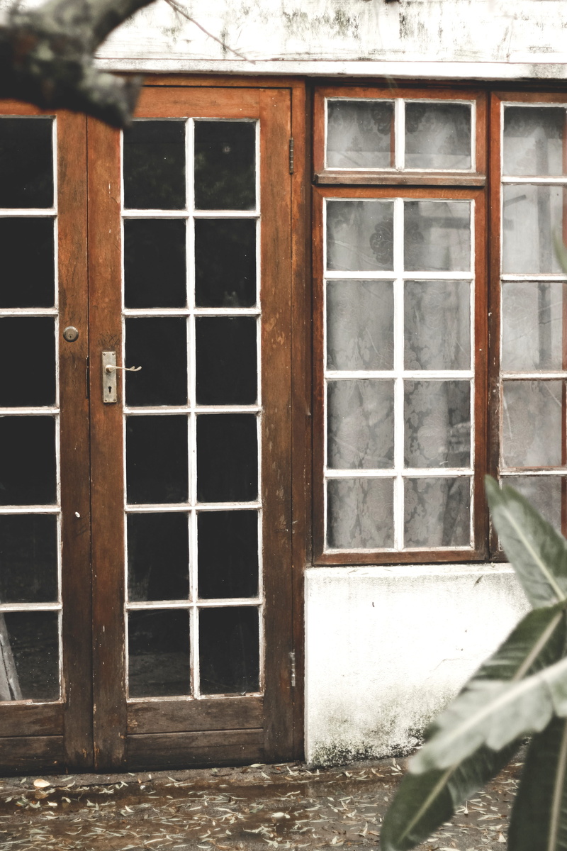 no people, reflection, potted plant, closed, bench, south africa, french, architecture, brown, flora, brick, transparent, residential district, soil, pottery
