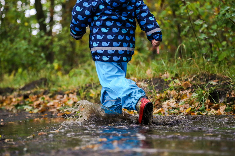 body, walking, stream - flowing water, forest, child, childhood, near, 5K, water, front view, one person, boy, rubber boot, nature, outdoors, day, leaves