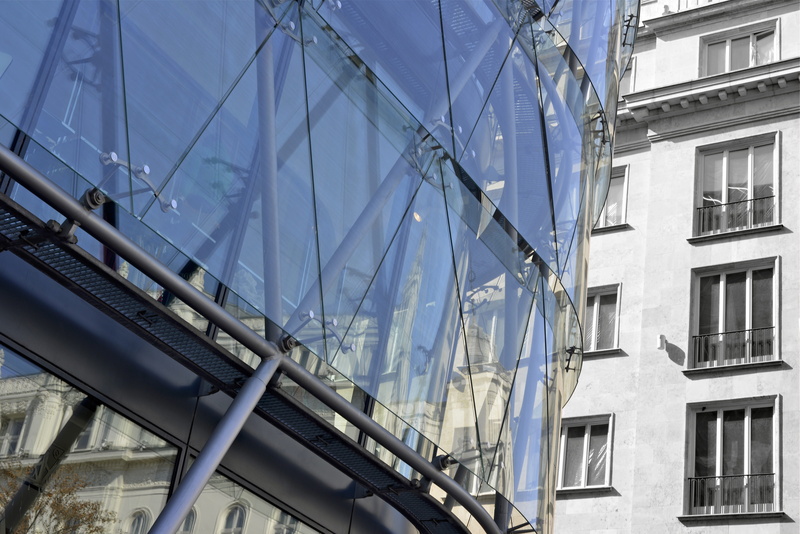 ferris wheel, boat, glass - material, window, winter, reflection, 5K, building, budapest, urban, outdoors, built structure, low angle view, no people