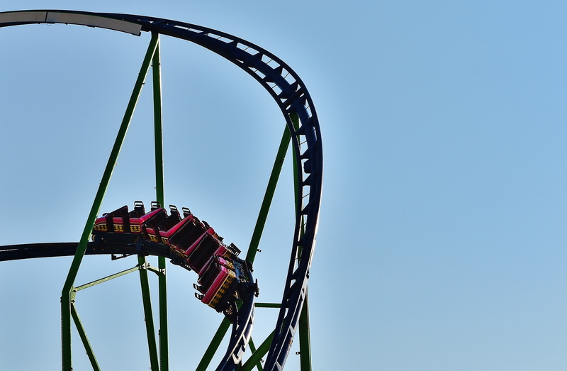 4K, festival site, roller coaster, fairground, nature, day, speed, ride, emotion, group of people, fun, people, bavaria, joy, amusement Park, low angle view
