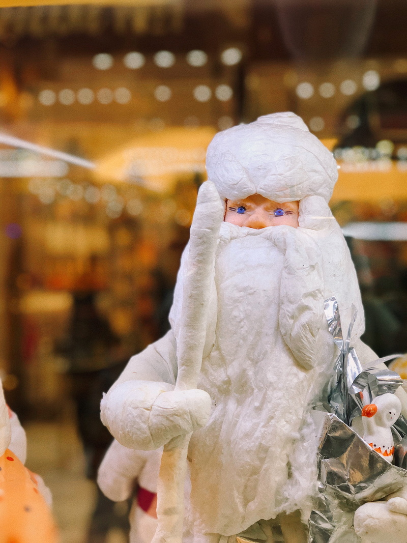focus on foreground, person, doll, food, figurine, sweets, apparel, toy, mascot, plant, outdoors, celebration, shop, day, bakery, male likeness, winter