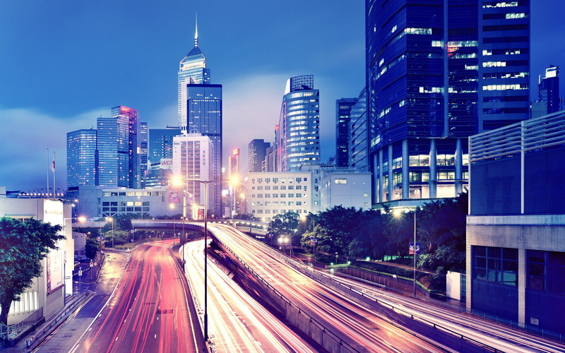 night, city, long exposure, urban, photography, building, lights, 2K, highway