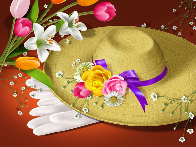 art, spring, hd, abstract, 480P, jpg, easter, Flowers, bonnet