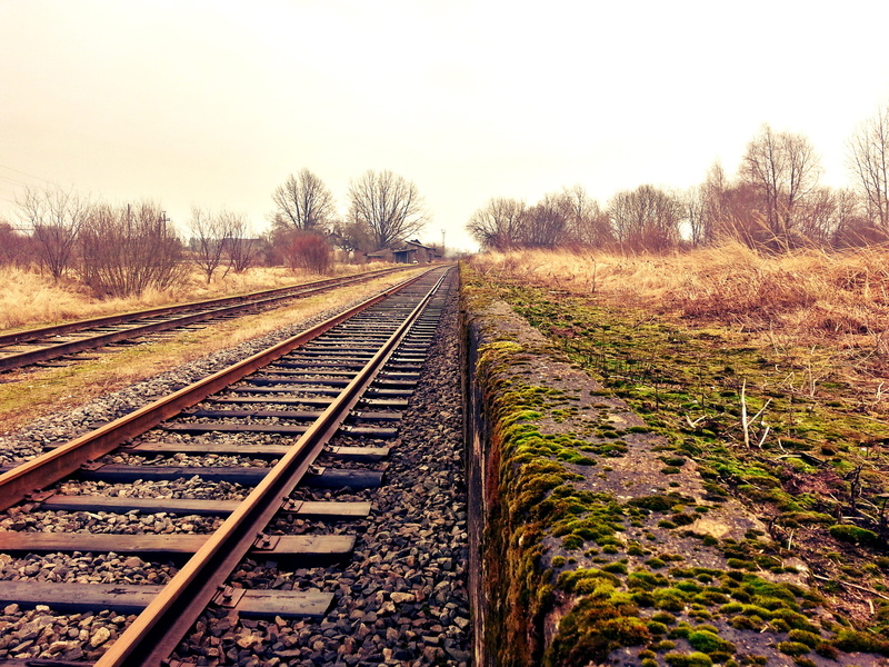 railtrack, railroad, parallel, direction, mode of transportation, infrastructure, sky, diminishing perspective, track, grassy, gravel, railroad track, plant