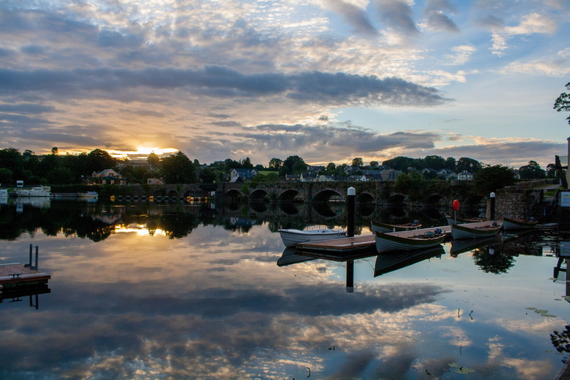 sunset, vehicle, nature, human, no people, outdoors, building exterior, reflection, architecture, transportation, landscape, lough derg, killaloe, moored