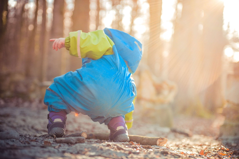 sunlight, autumn, daytime, focus on foreground, bright, sun glare, one person, 4K, day, full length, land, lens flare, branch, raincoat, tree, plant, lifestyles