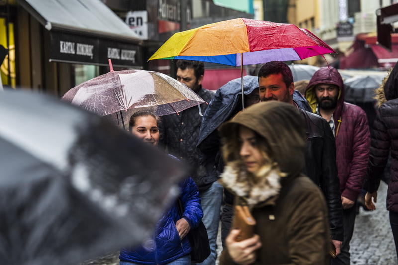 wet, street, man, adult, raincoat, outdoors, security, people, architecture, young adult, women, rainy season, umbrellas, city, walking, group of people