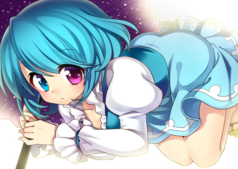 umbrella, Tatara Kogasa, Touhou, turquoise colored, human representation, creativity, multi colored, representation, mask, choice, still life, female likeness