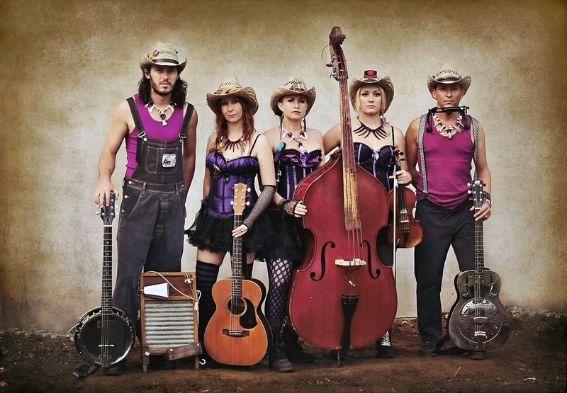 instruments, bluegrass, cowboys, boots, outdoors, country, base, 2K, guitar, hats, female, brunettes, cowgirl, western, A Cowgirl Band . ., fun, women