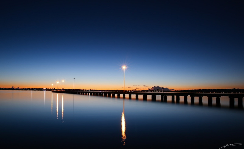 outdoors, architecture, water, waterfront, Sunset, sky, seeaustralia, no people, reflection, illuminated, lake, blue, bridge, Australia, 1080P, body, copy space