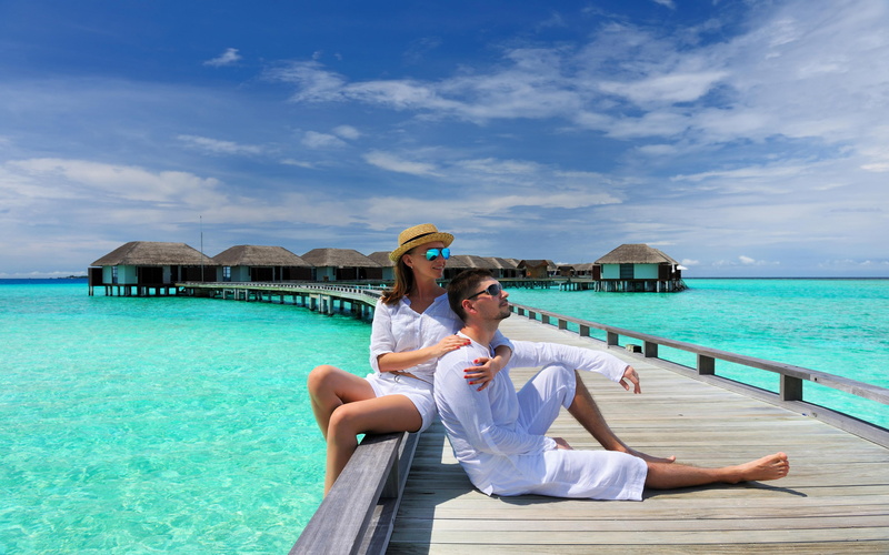 togetherness, water, holiday, trip, real people, wedding, hd, leisure activity, sky, loving, two people, young women, maldives, love, turquoise colored