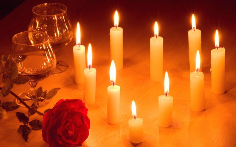  rose, candle, red, romantic, 2K, hd, light, flower